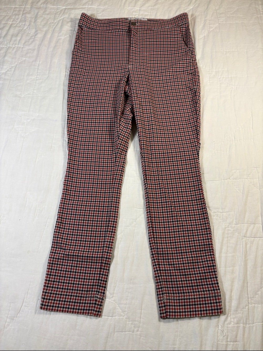 Hollister Ultra High-Rise Skinny Pants Red Black Plaid Checked Ankle Pants L NWT